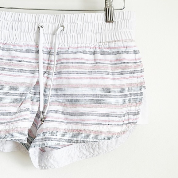 Athleta Cabo Beachside Striped Linen Athletic Athleisure Shorts 2 - Picture 6 of 11